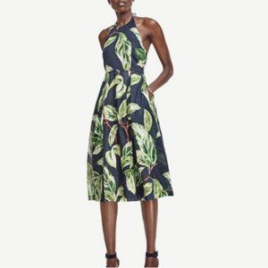 Ann Taylor Palm Leaf Amalfi Halter Dress sz 4